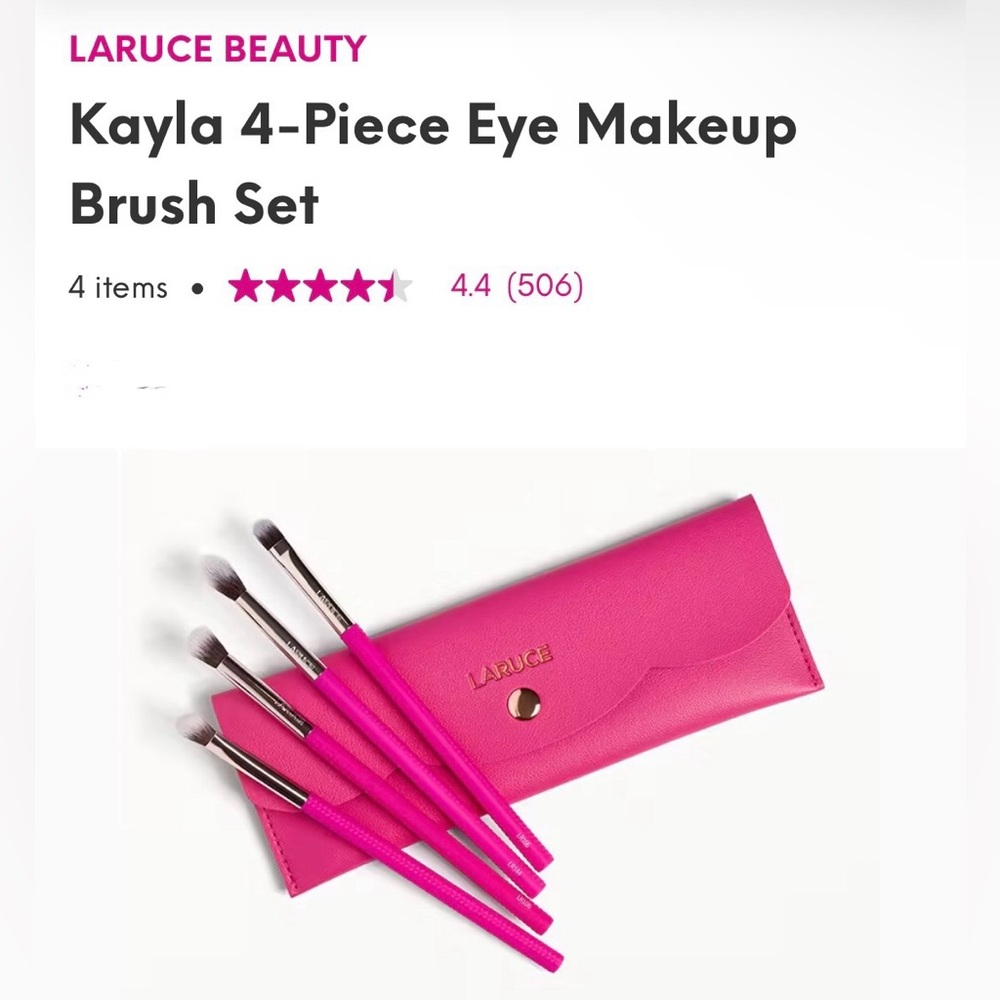 Laruce Beauty Kayla 4-Piece Eye Makeup Brush Set in travel pouch NEW
